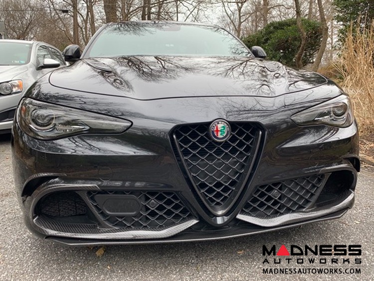 Alfa Romeo Giulia Front Emblem Frame Cover - Carbon Fiber